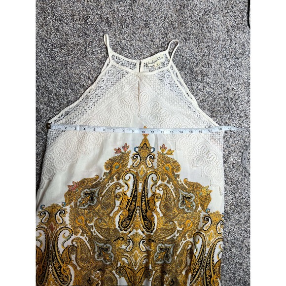 Indigo Rose Pretty Paisley Golden Cream Halter Crochet Lace Slip Dress S - Picture 12 of 12